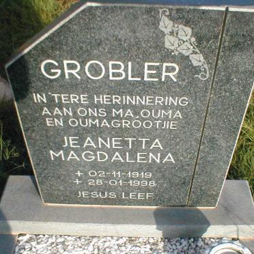 GROBLER  Jeanetta Magdalena 1919-1998