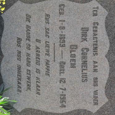 BLOEM Dirk Cornelius 1899-1954