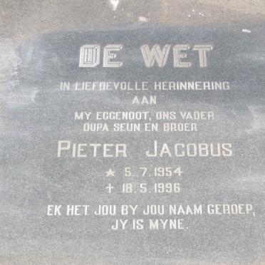 WET Pieter Jacobus, de 1954-1996