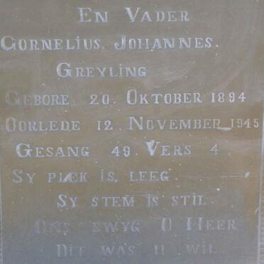 GREYLING Cornelius Johannes 1894-1945