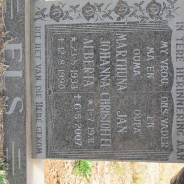 ELS Jan Christoffel 1931-2007 &amp; Marthuna Johanna Alberta 1933-1990