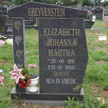 GREYVENSTEIN Elizabeth Johanna Martha 1931-2005