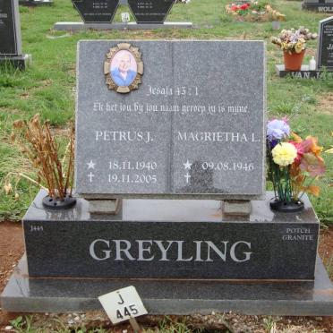 GREYLING Petrus J. 1940-2005 &amp; Magrietha L. 1946-