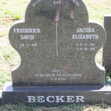 BECKER Frederick David 1950-  &amp; Jacoba Elizabeth 1952-2001