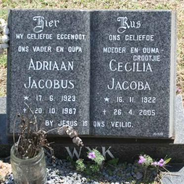 WYK Adriaan Jacobus, van 1923-1987 &amp; Cecilia Jacoba 1922-2005