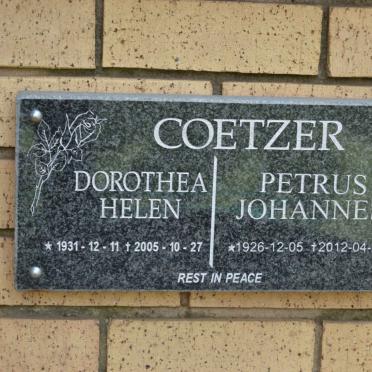 COETZER Petrus Johannes 1926-2012 &amp; Dorothea Helen 1931-2005