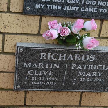 RICHARDS Martin Clive 1943-2015 &amp; Patricia Mary 1946-