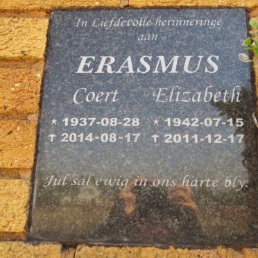 ERASMUS Coert 1937-2014 &amp; Elizabeth 1942-2011