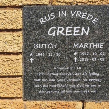 GREEN Butch 1945- &amp; Marthie 1947-2019