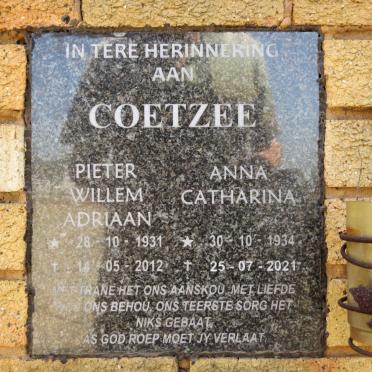 COETZEE Pieter Willem Adriaan 1931-2012 &amp; Anna Catharina 1934-2021