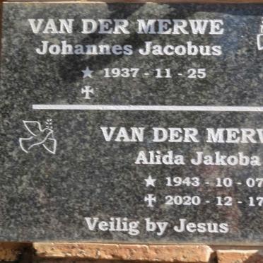 MERWE Johannes Jacobus, van der 1937- &amp; Alida Jakoba 1943-2020