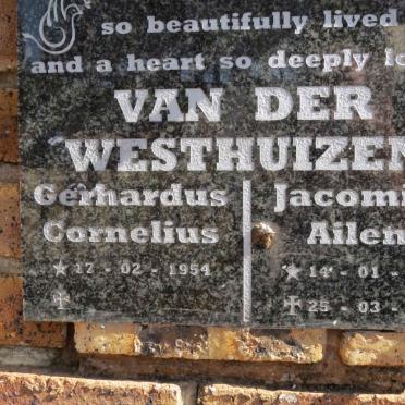 WESTHUIZEN Gerhardus Cornelius, van der 1954- &amp; Jacomina Ailene 1957-2016