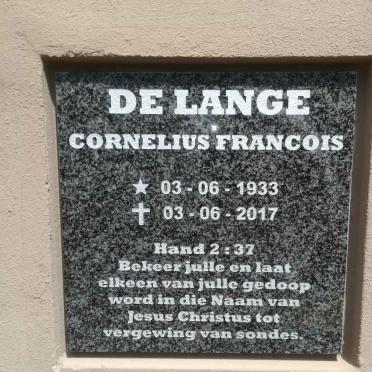 LANGE Cornelius Francois, de 1933-2017
