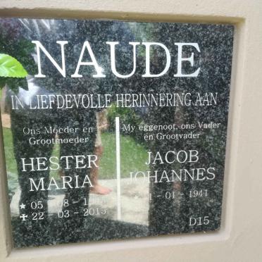 NAUDE Jacob Johannes 1941- &amp; Hester Maria 1945-2015