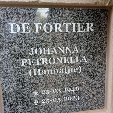 FORTIER Johanna Petronella, de 1946-2023