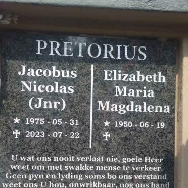 PRETORIUS Elizabeth Maria Magdalena 1950-  :: PRETORIUS Jacobus Nicolas 1975-2023