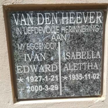 HEEVER Ivan Edward, van den 1927-2000 &amp; Isabella Alettha 1935-