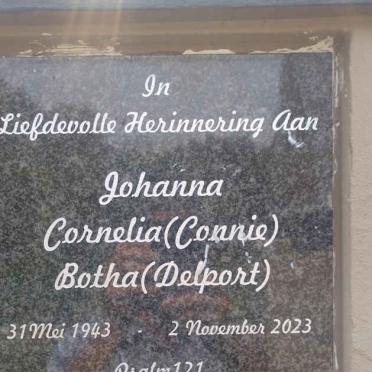 BOTHA Johanna Cornelia nee DELPORT 1943-2023