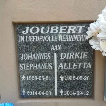 JOUBERT Johannes Stephanus 1928-2014 &amp; Dirkie Aletta 1932-2014