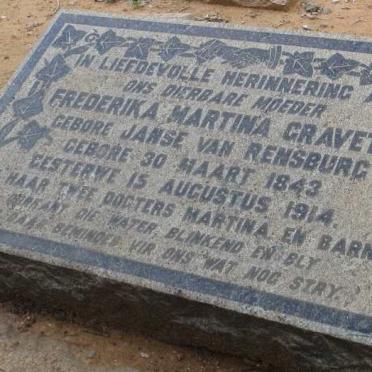 GRAVETT Frederika Martina nee JANSE VAN RENSBURG 1843-1914