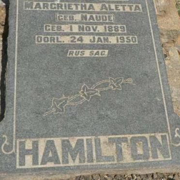 HAMILTON Margrietha Aletta nee NAUDE -1899-1950