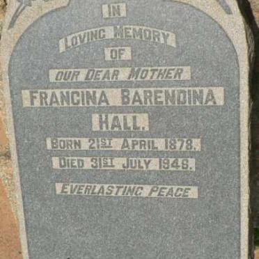 HALL Francina Barendina 1878-1946