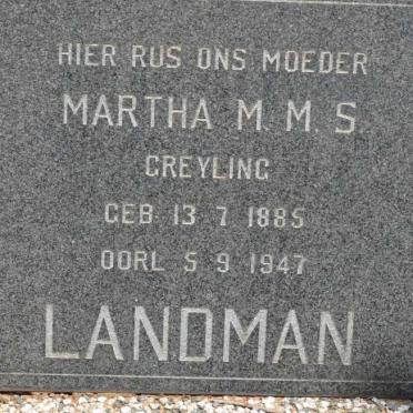 LANDMAN Martha M.M.S. nee GREYLING 1885-1947