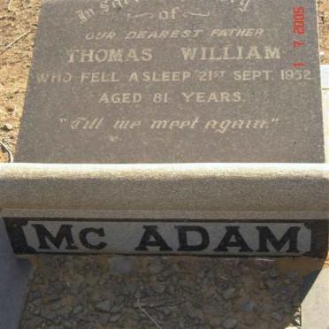 McADAM Thomas William -1952
