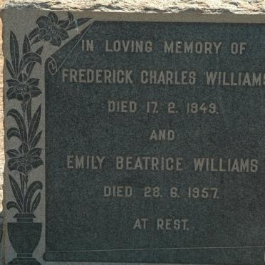 WILLIAMS Frederick Charles  -1949 &amp; Emily Beatrice  -1957
