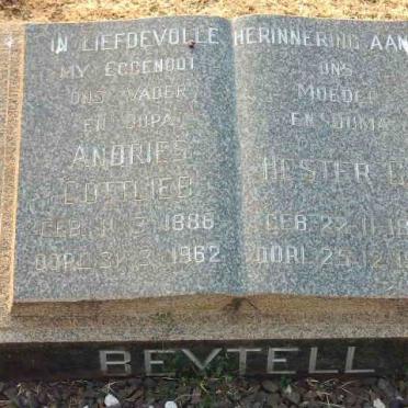 BEYTELL Andries Gottlieb 1886-1962 &amp; Hester G.J. 1891-1968