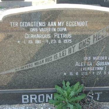 BRONKHORST Gerhardus Petrus 1911-1975 &amp; Aletta Susanna VERREYNE 1916-1997