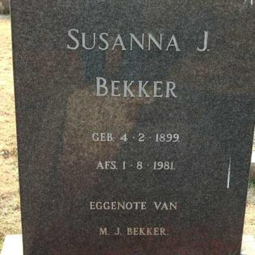 BEKKER Susanna J. 1899-1981