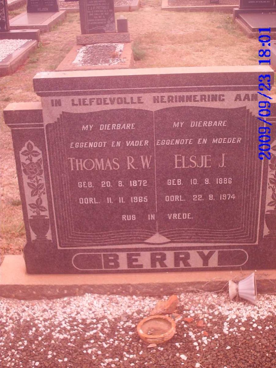 BERRY Thomas R.W. 1872-1965 &amp; Elsie J. 1886-1974