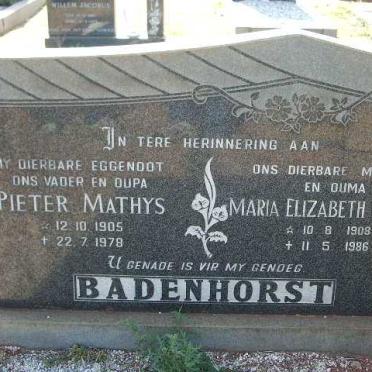 BADENHORST Pieter Mathys 1905-1978 &amp; Maria Elizabeth Susanna 1908-1986