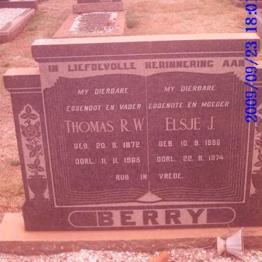 BERRY Thomas R.W. 1872-1965 &amp; Elsie J. 1886-1974