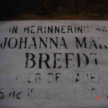 BREEDT Johanna Maria nee DE JAGER 1925-