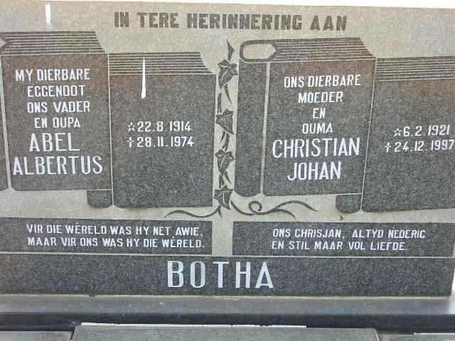 BOTHA Abel Albertus 1914-1974 &amp; Christian Johan 1921-1997