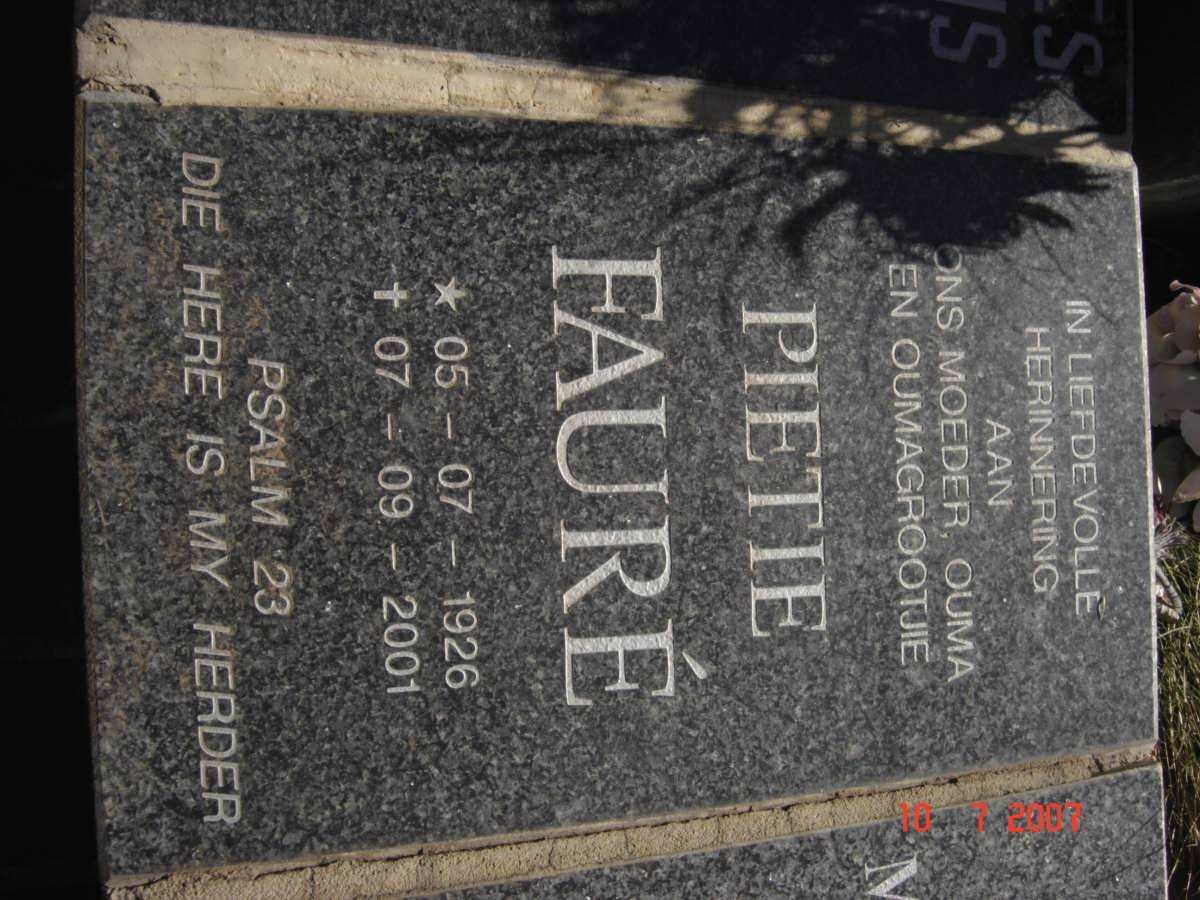 FAURE Pietie 1926-2001