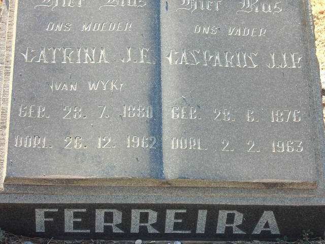 FERREIRA Casparus J.J.P. 1876-1963 &amp; Catrina J.F. VAN WYK 1880-1962