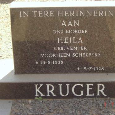 KRUGER Heila previously SCHEEPERS nee VENTER 1888-1928
