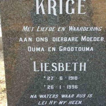 KRIGE Liesbeth 1918-1996