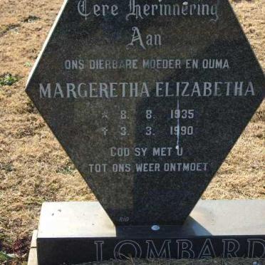 LOMBARD Margeretha Elizabetha 1935-1990