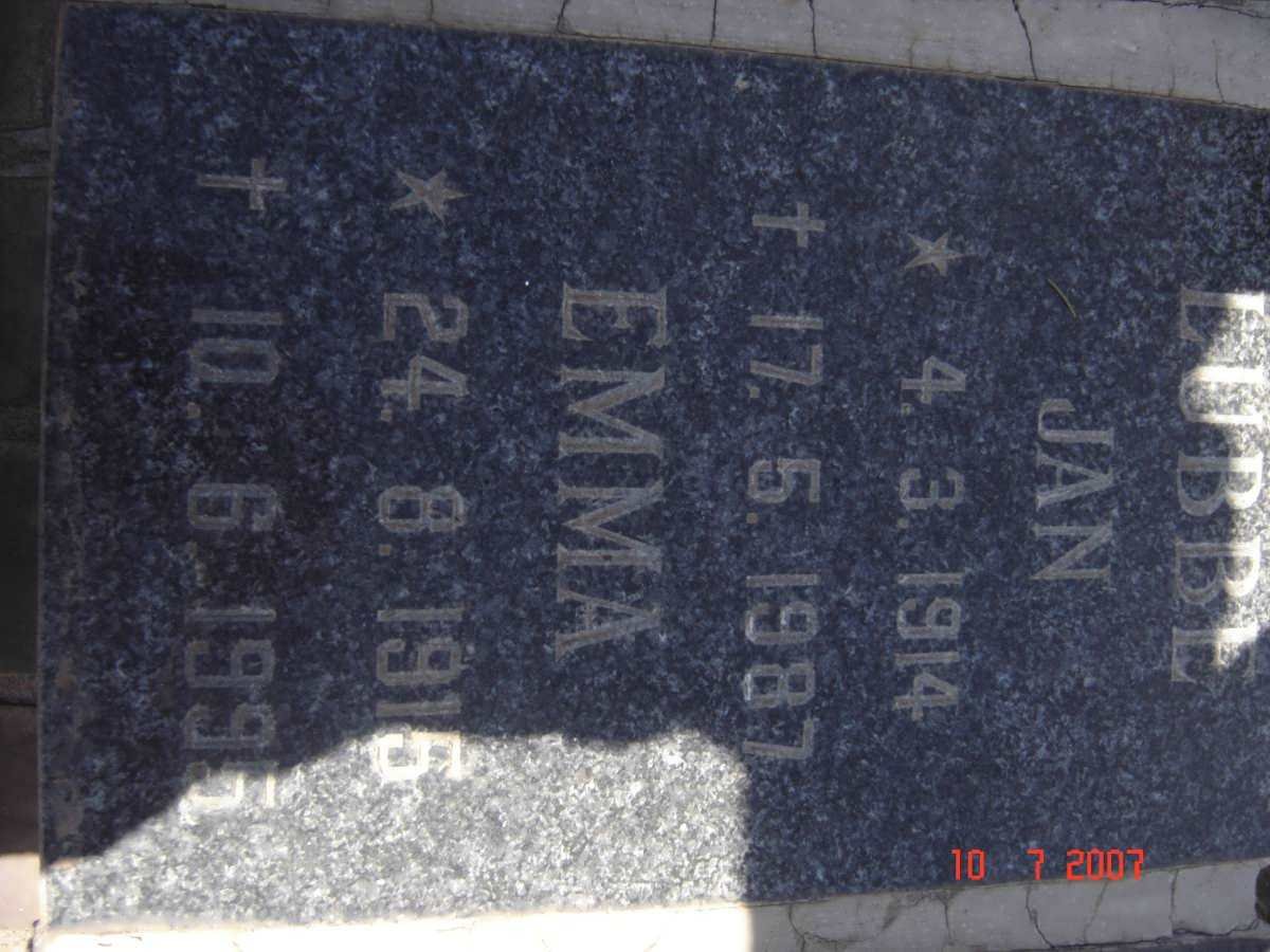 LUBBE Jan 1914-1987 &amp; Emma 1915-1995