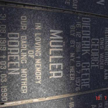 MULLER George Diederik Geere 1911-1976 &amp; Doreen 1919-1990