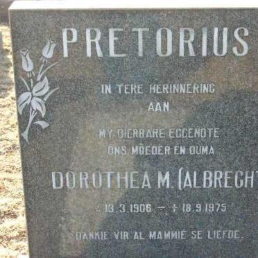 PRETORIUS Dorothea M., nee ALBRECHT 1906-1975