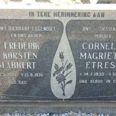 SLABBERT Frederik Korsten 1927-1974 &amp; Cornelia Magrietha Etresia 1930-1977