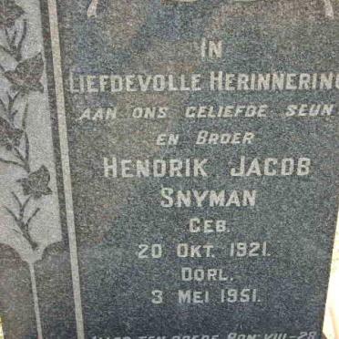 SNYMAN Hendrik Jacob 1921-1951
