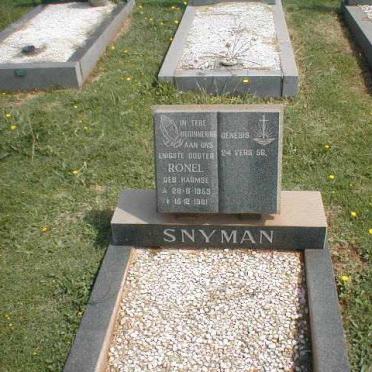SNYMAN Ronel nee HARMSE 1959-1981