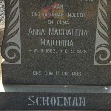 SCHOEMAN Anna Magdalena Marthina 1892-1975