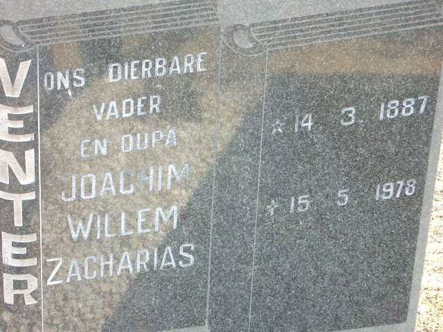 VENTER Joachim Willem Zacharias 1887-1978